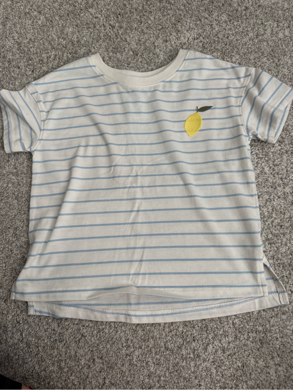 Cat & Jack White Tee with Light Blue Stripes and Yellow Lemon